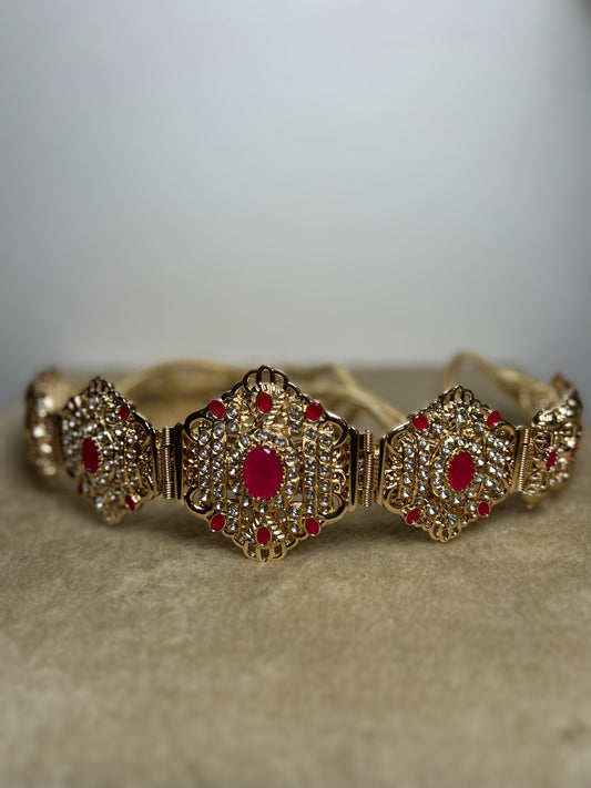 Ceinture Acier Doré et Rose fuchsia