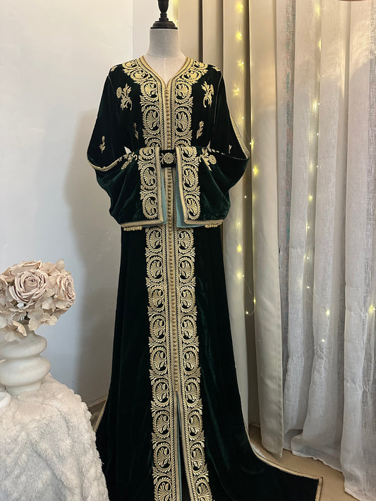 Caftan velours luxe vert Royal