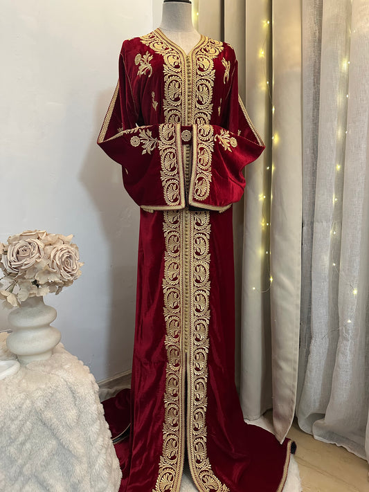 Caftan velours luxe Bordeaux