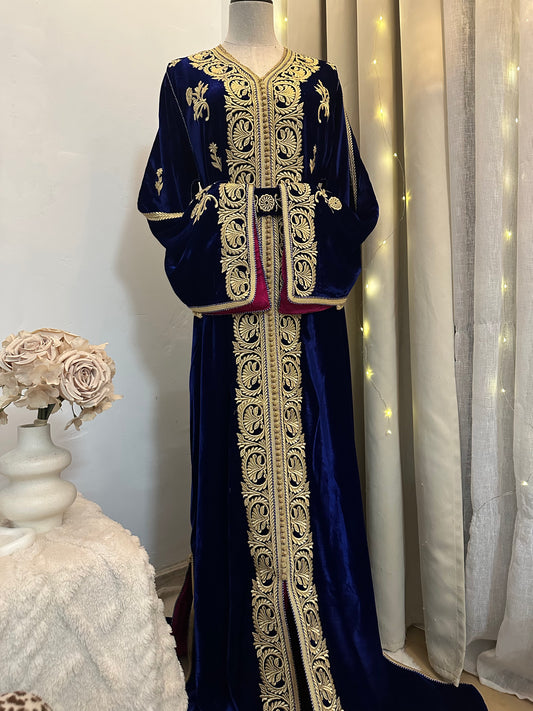 Caftan velours luxe Bleu Roi