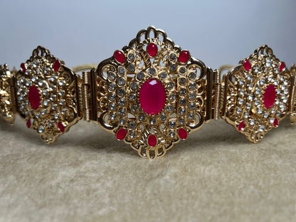 Ceinture Acier Doré et Rose fuchsia