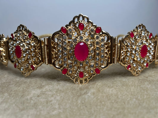 Ceinture Acier Doré et Rose fuchsia