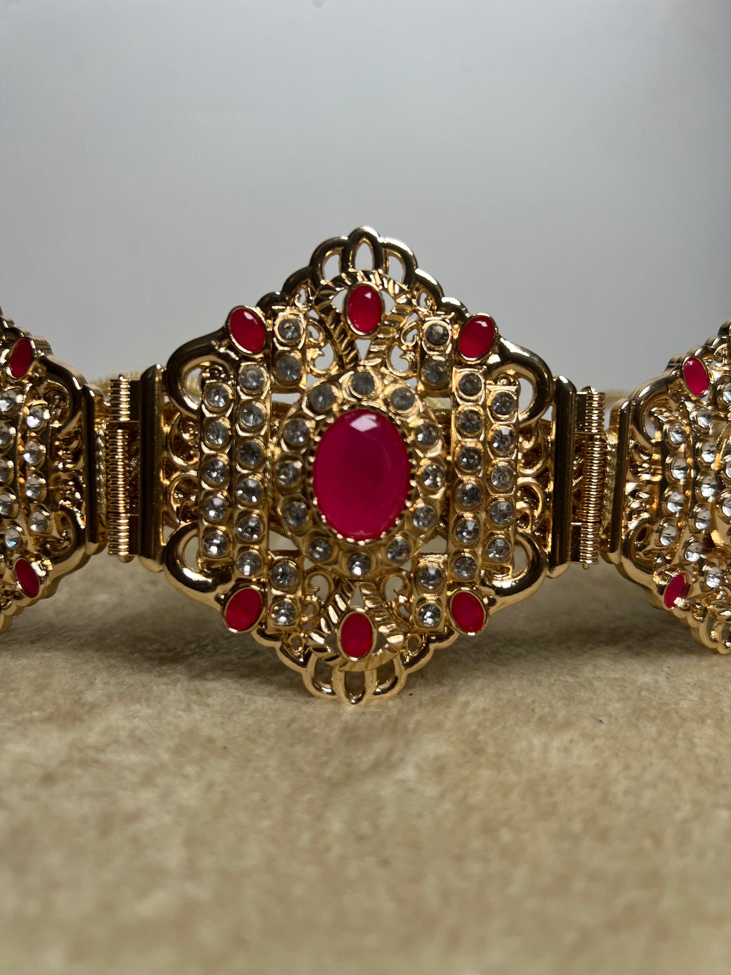 Ceinture Acier Doré et Rose fuchsia