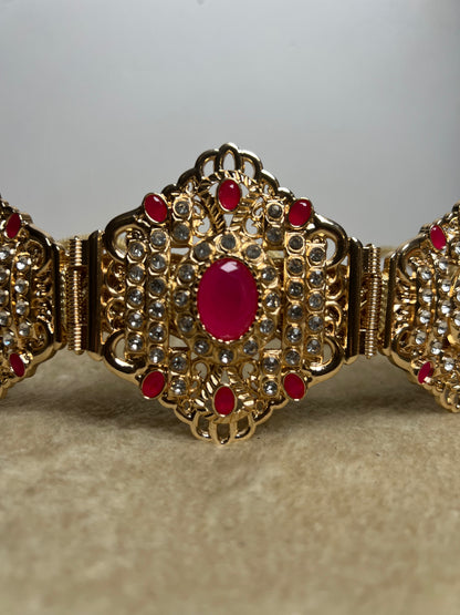 Ceinture Acier Doré et Rose fuchsia