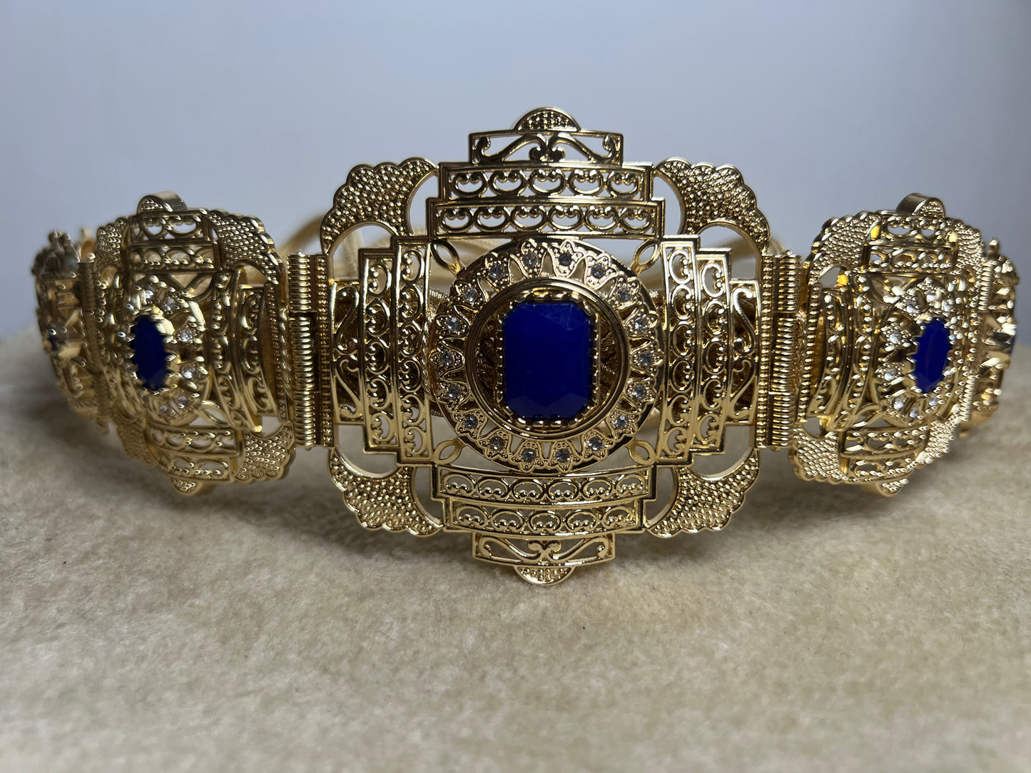 Ceinture Acier Doré et bleu