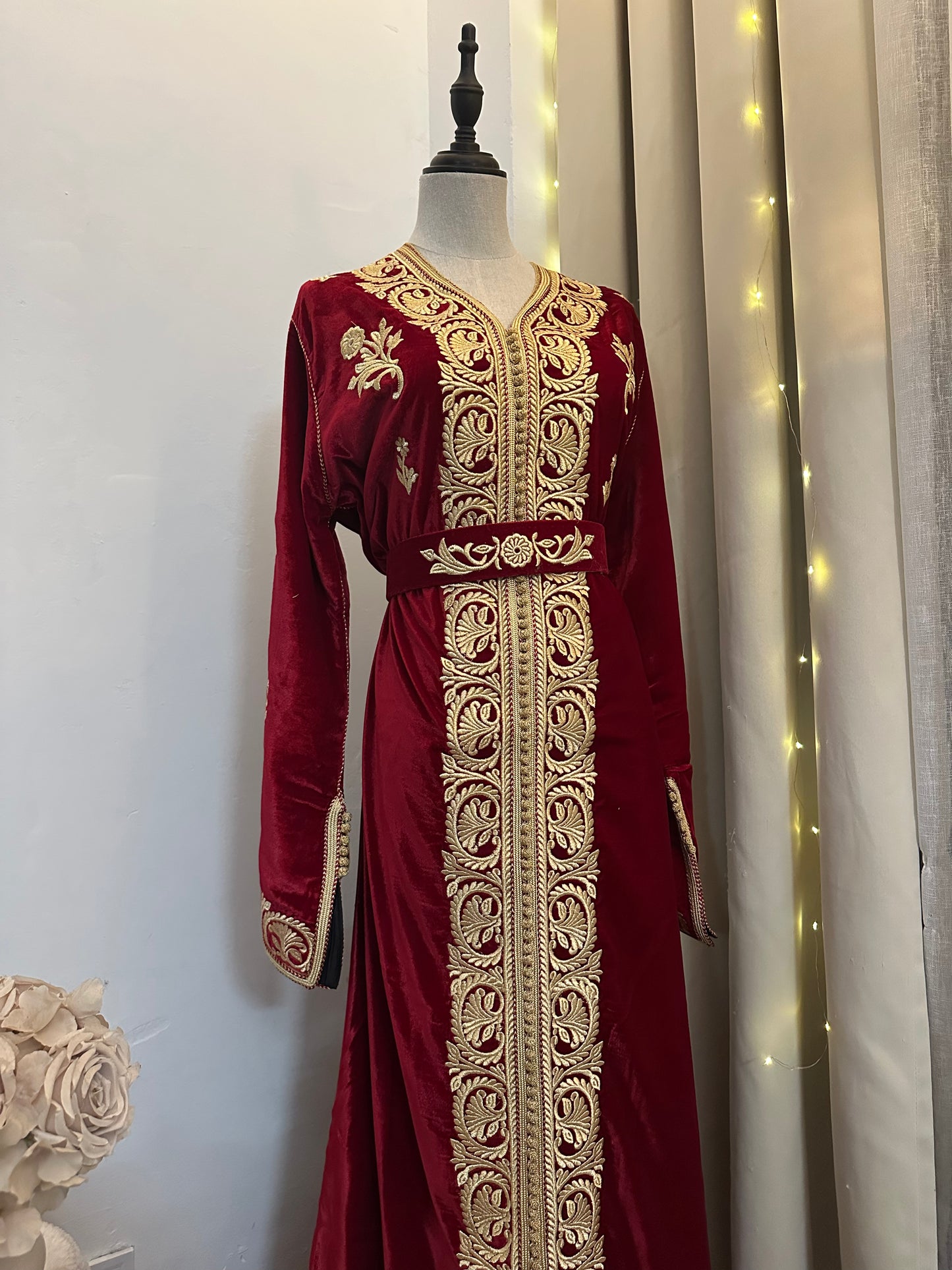 Caftan velours luxe Bordeaux