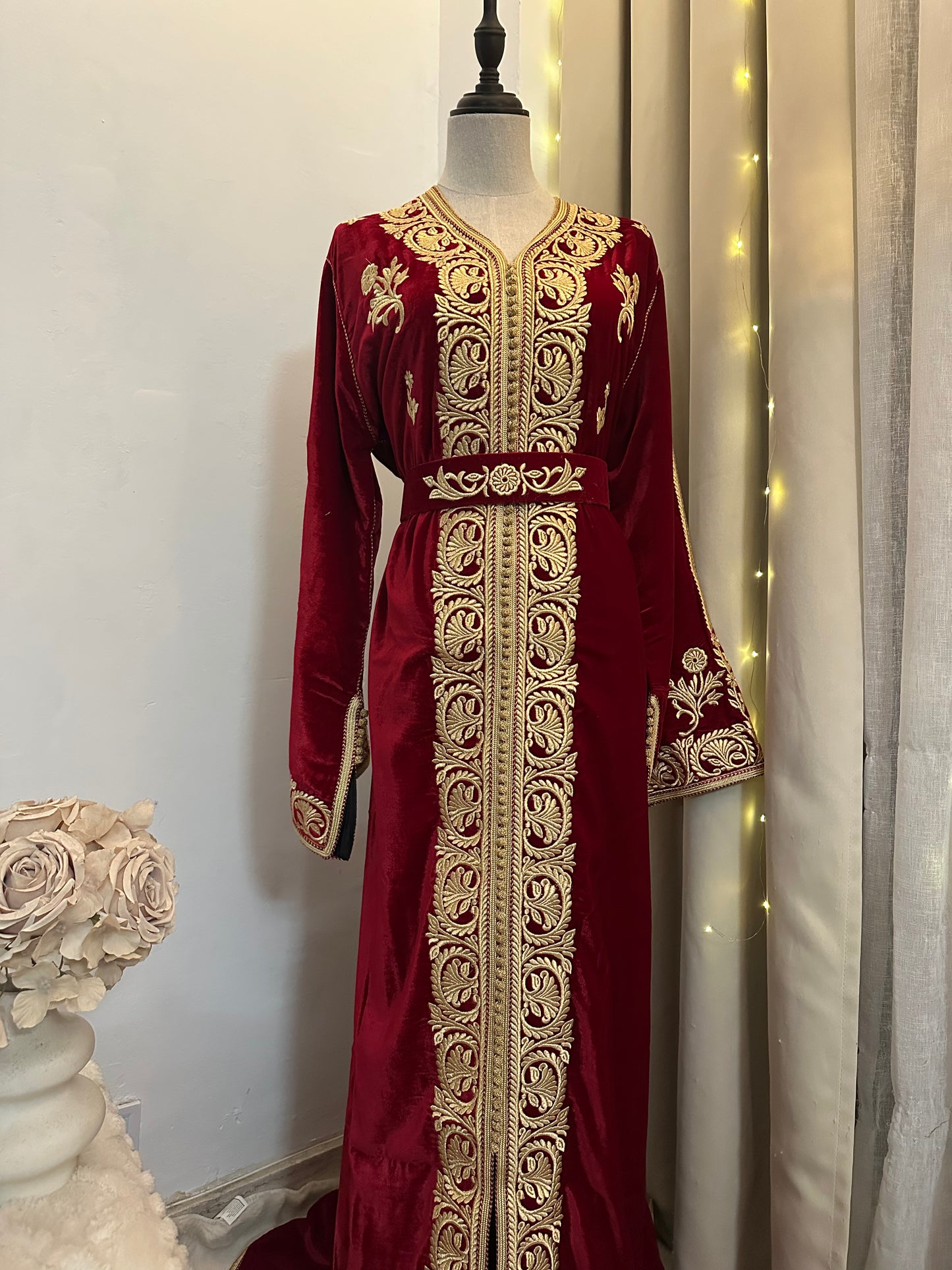 Caftan velours luxe Bordeaux