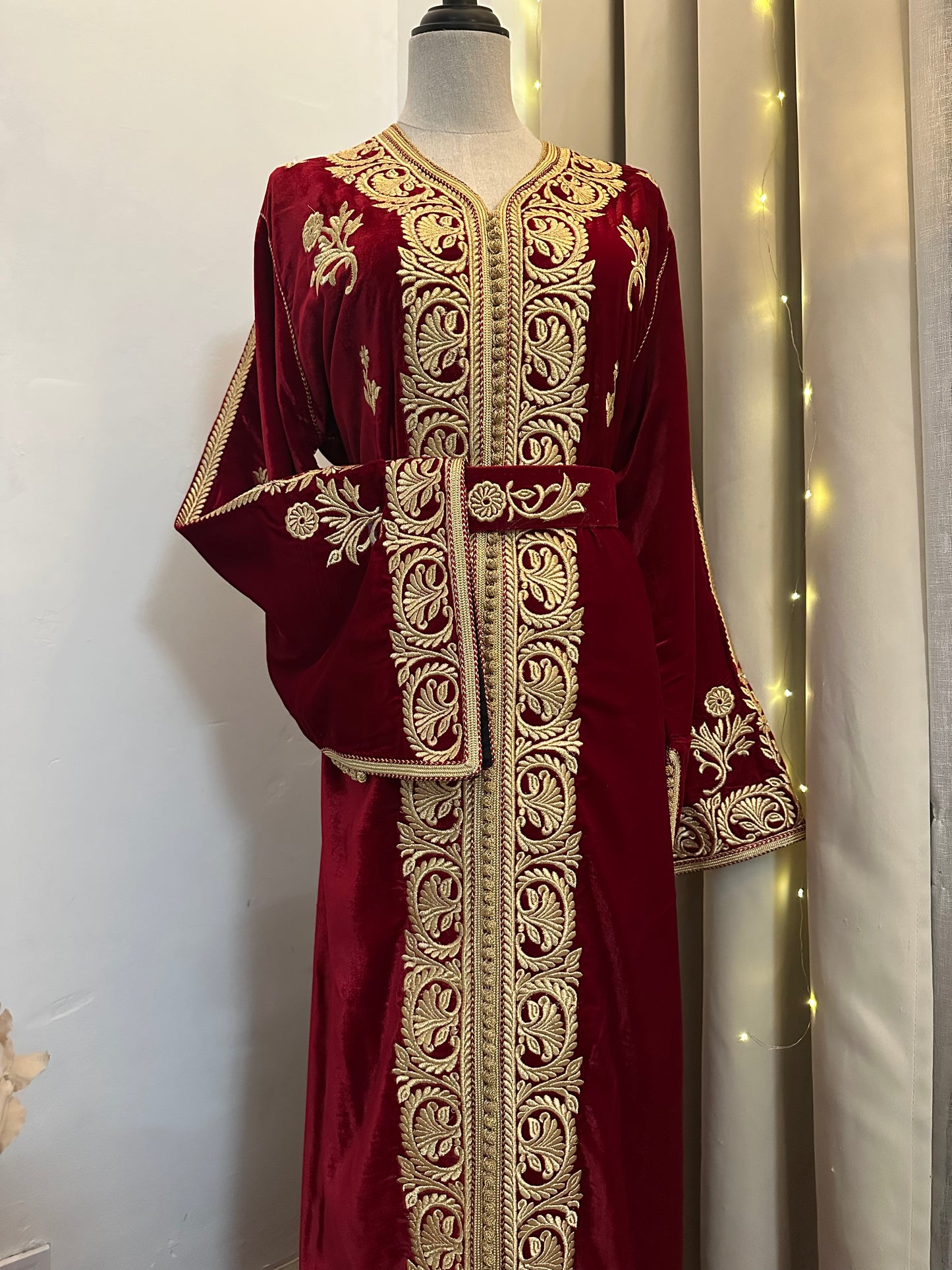 Caftan velours luxe Bordeaux
