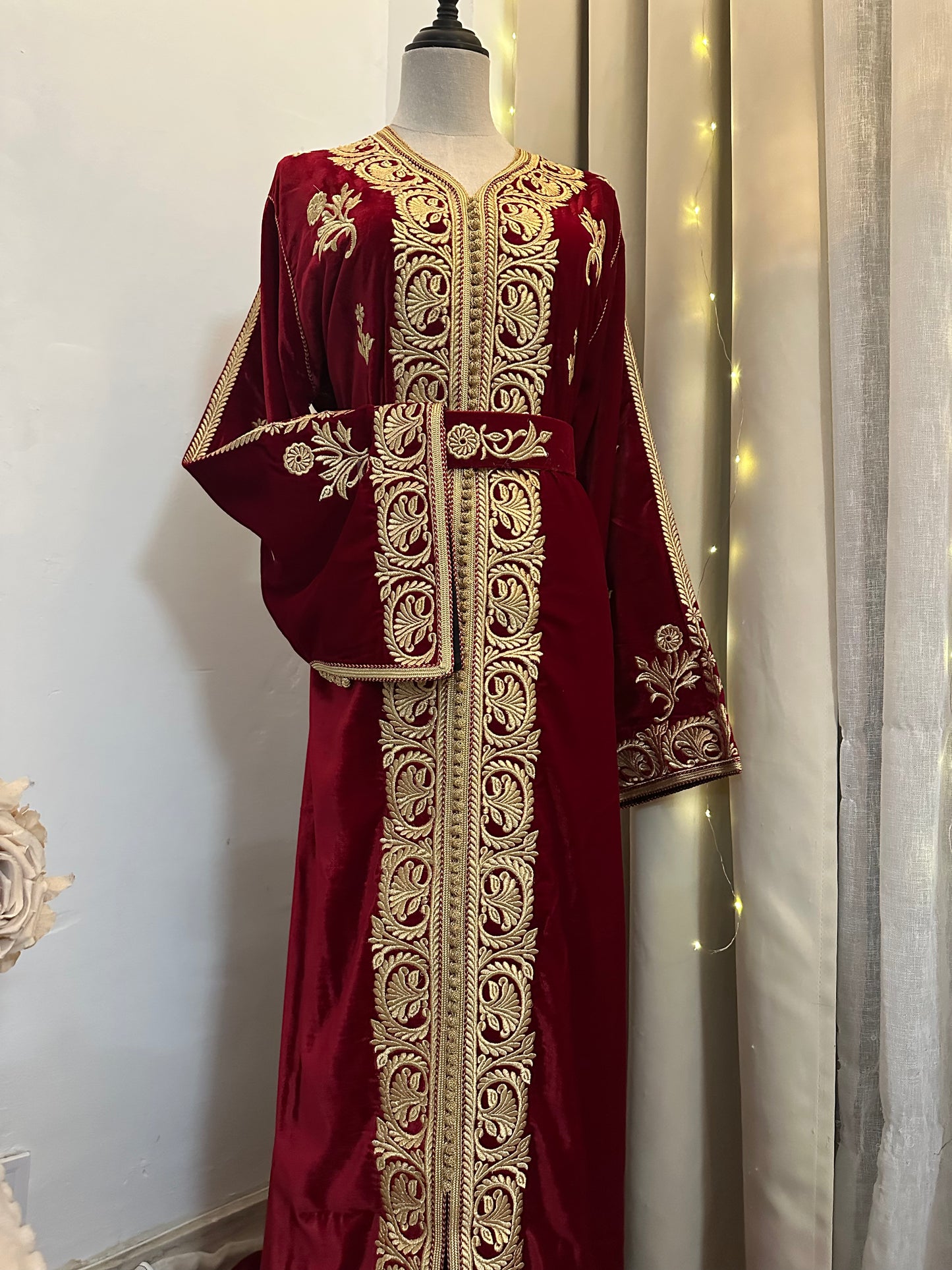 Caftan velours luxe Bordeaux