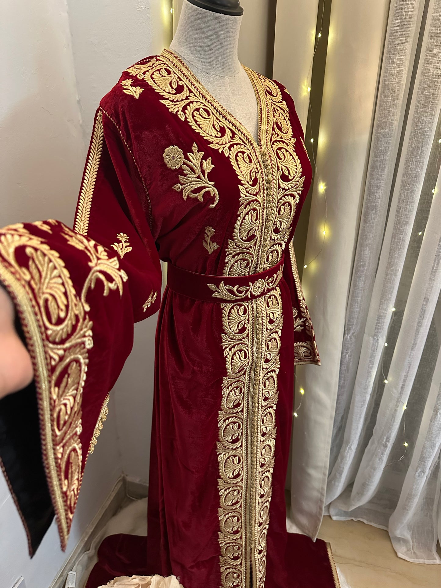 Caftan velours luxe Bordeaux