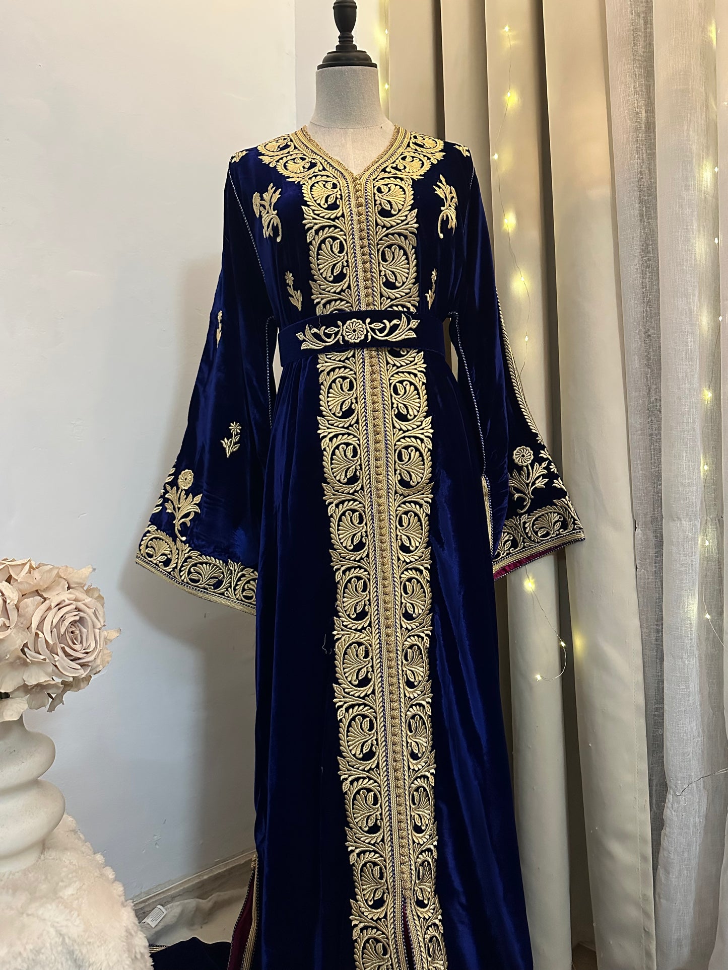 Caftan velours luxe Bleu Roi