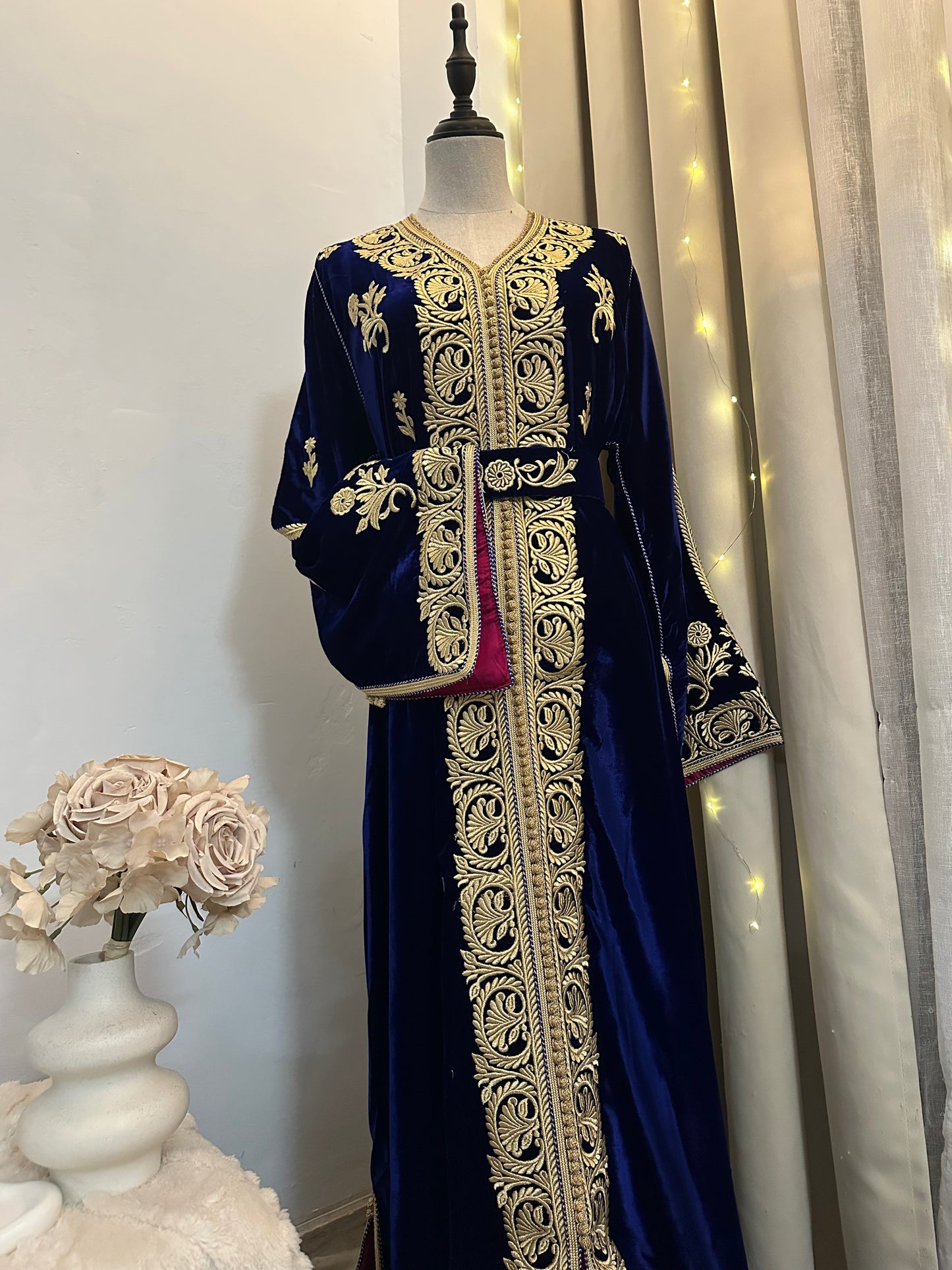 Caftan velours luxe Bleu Roi