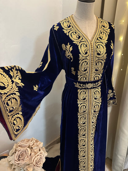 Caftan velours luxe Bleu Roi