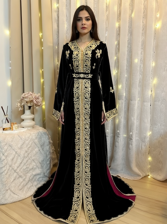 Caftan velours luxe Noir