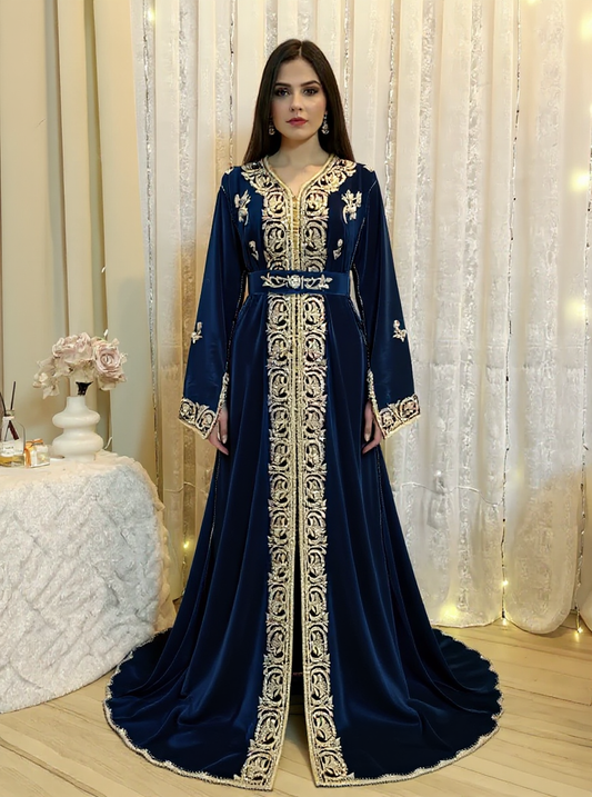 Caftan velours luxe Bleu Roi