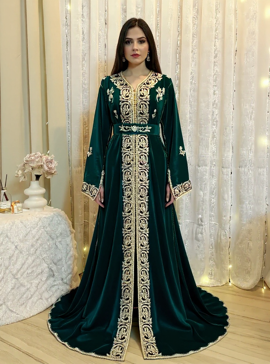 Caftan velours luxe vert Royal