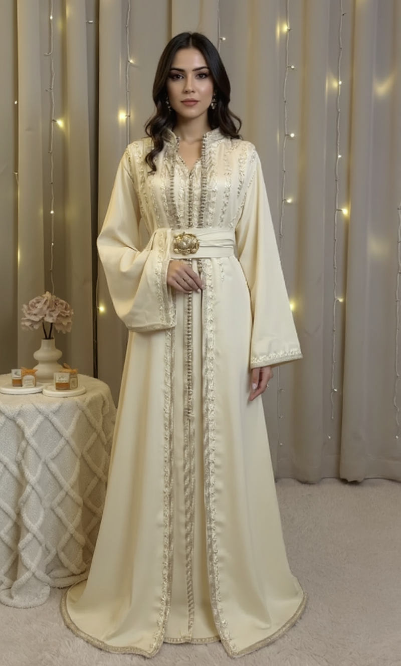 Takchita Blanc cassé Dorée